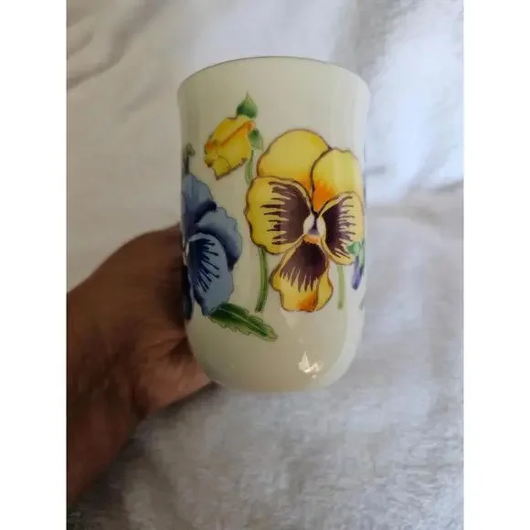 Otagiri Floral Tea Cup Coffee Mug Sheila Brown White Gold Trim Japan 4" Flowers - Picture 4 of 8